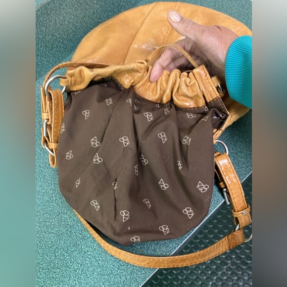 ASOS Leather Bag Purse Tan Ruched Bohemian Chic - Picture 10 of 17